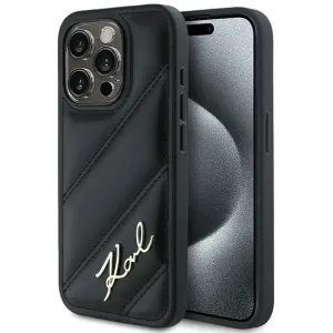 Karl Lagerfeld Diagonal Quilted Script Back Cover Hülle für Apple iPhone 14 Pro - Schwarz