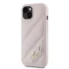 Karl Lagerfeld Diagonal Quilted Script Back Cover Hülle für Apple iPhone 14 - Rosa 2