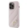 Karl Lagerfeld Diagonal Quilted Script Back Cover Hülle für Apple iPhone 14 Pro Max - Rosa 2