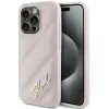 Karl Lagerfeld Diagonal Quilted Script Back Cover Hülle für Apple iPhone 15 Pro - Rosa
