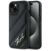 Karl Lagerfeld Diagonal Quilted Script Back Cover Hülle für Apple iPhone 15 Plus/14 Plus - Schwarz