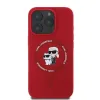 Karl Lagerfeld Silikon Karl & Choupette Heads Ring Back Cover Hülle mit MagSafe für Apple iPhone 16 Pro - Rot 2