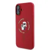 Karl Lagerfeld Silikon Karl & Choupette Heads Ring Back Cover Hülle mit MagSafe für Apple iPhone 16 Plus - Rot 2