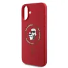 Karl Lagerfeld Silikon Karl & Choupette Heads Ring Back Cover Hülle mit MagSafe für Apple iPhone 16 Plus - Rot 6