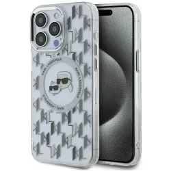 Karl Lagerfeld IML Monogram Karl & Choupette Head Back Cover Hülle mit MagSafe für Apple iPhone 15 Pro - Transparent