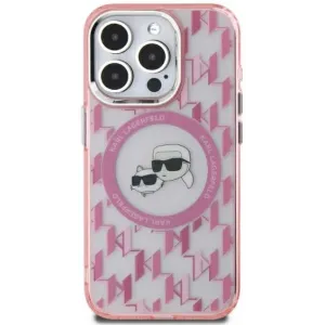 Karl Lagerfeld IML Monogram Karl & Choupette Head Back Cover Hülle mit MagSafe für Apple iPhone 15 Plus - Rosa