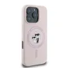 Karl Lagerfeld Silikon Karl & Choupette Heads Ring Back Cover Hülle mit MagSafe für Apple iPhone 16 Pro Max - Rosa 2