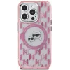Karl Lagerfeld IML Monogram Karl & Choupette Head Back Cover Hülle mit MagSafe für Apple iPhone 15 - Rosa