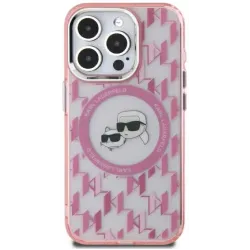 Karl Lagerfeld IML Monogram Karl & Choupette Head Back Cover Hülle mit MagSafe für Apple iPhone 15 - Rosa