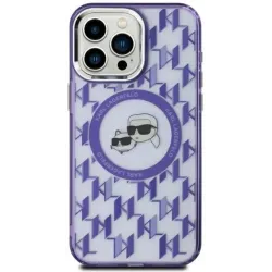 Karl Lagerfeld IML Monogram Karl & Choupette Head Back Cover Hülle mit MagSafe für Apple iPhone 15 - Lila
