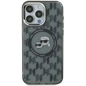 Karl Lagerfeld IML Monogram Karl & Choupette Head Back Cover Hülle mit MagSafe für Apple iPhone 16 Pro - Schwarz