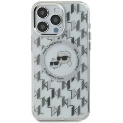 Karl Lagerfeld IML Monogram Karl & Choupette Head Back Cover Hülle mit MagSafe für Apple iPhone 16 Pro - Transparent