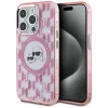 Karl Lagerfeld IML Monogram Karl & Choupette Head Back Cover Hülle mit MagSafe für Apple iPhone 15 Pro Max - Rosa