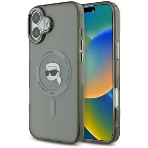 Karl Lagerfeld IML Metal Karl Head Back Cover Hülle mit MagSafe für Apple iPhone 16 Plus - Schwarz