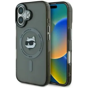 Karl Lagerfeld IML Metal Choupette Head Back Cover Hülle mit MagSafe für Apple iPhone 16 - Schwarz