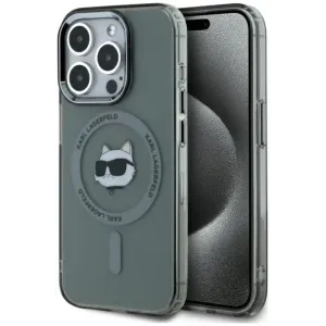 Karl Lagerfeld IML Metal Choupette Head Back Cover Hülle mit MagSafe für Apple iPhone 15 Pro - Schwarz