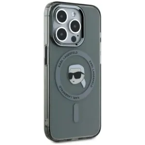 Karl Lagerfeld IML Metal Karl Head Back Cover Hülle mit MagSafe für Apple iPhone 15 Pro - Schwarz