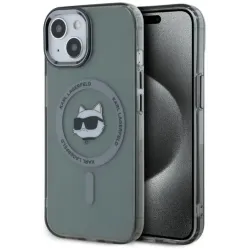 Karl Lagerfeld IML Metal Choupette Head Back Cover Hülle mit MagSafe für Apple iPhone 15 - Schwarz