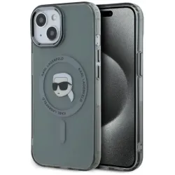 Karl Lagerfeld IML Metal Karl Head Back Cover Hülle mit MagSafe für Apple iPhone 15 - Schwarz