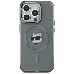 Karl Lagerfeld IML Metal Choupette Head Back Cover Hülle mit MagSafe für Apple iPhone 15 Pro Max - Schwarz
