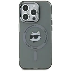 Karl Lagerfeld IML Metal Choupette Head Back Cover Hülle mit MagSafe für Apple iPhone 15 Pro Max - Schwarz