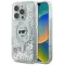 Karl Lagerfeld Liquid Glitter Choupette Head Back Cover Hülle mit MagSafe für Apple iPhone 16 Pro Max - Transparent