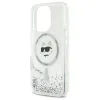 Karl Lagerfeld Liquid Glitter Choupette Head Back Cover Hülle mit MagSafe für Apple iPhone 16 Pro Max - Transparent 5
