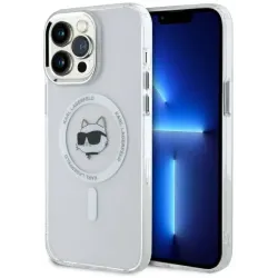 Karl Lagerfeld IML Metal Choupette Head Back Cover Hülle mit MagSafe für Apple iPhone 14 Pro Max - Weiß