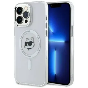 Karl Lagerfeld IML Metal Choupette Head Back Cover Hülle mit MagSafe für Apple iPhone 14 Pro Max - Weiß