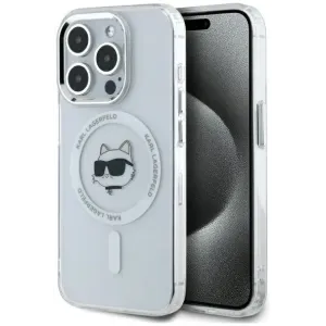 Karl Lagerfeld IML Metal Choupette Head Back Cover Hülle mit MagSafe für Apple iPhone 15 Pro - Weiß