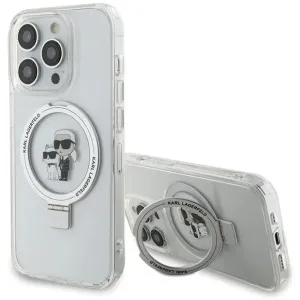 Karl Lagerfeld Ring Stand Karl & Choupette Hard Case Back Cover Hülle mit MagSafe für Apple iPhone 15 Pro - Weiß