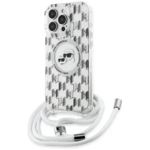 Karl Lagerfeld IML Crossbody Monogram Karl & Choupette Head Back Cover Hülle mit MagSafe für Apple iPhone 16 Pro - Transparent