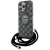 Karl Lagerfeld IML Crossbody Monogram Karl & Choupette Head Back Cover Hülle mit MagSafe für Apple iPhone 16 Pro Max - Schwarz