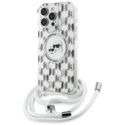 Karl Lagerfeld IML Crossbody Monogram Karl & Choupette Head Back Cover Hülle mit MagSafe für Apple iPhone 16 Pro Max - Transparent
