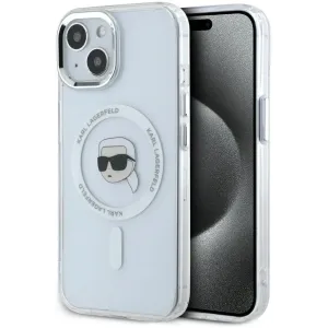 Karl Lagerfeld IML Metal Karl Head Back Cover Hülle mit MagSafe für Apple iPhone 15 - Weiß