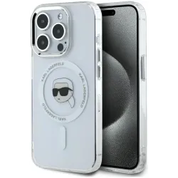 Karl Lagerfeld IML Metal Karl Head Back Cover Hülle mit MagSafe für Apple iPhone 15 Pro - Weiß