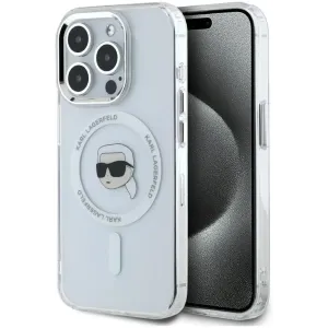 Karl Lagerfeld IML Metal Karl Head Back Cover Hülle mit MagSafe für Apple iPhone 15 Pro - Weiß