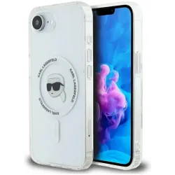 Karl Lagerfeld IML Metal Karl Head Back Cover Hülle mit MagSafe für Apple iPhone 17e/16e - Weiß