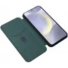 Phonesta Carbon Fiber Skin Book Wallet Klapphülle für Samsung Galaxy S25 Plus - Dunkelgrün 2