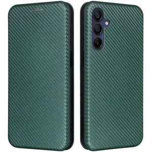 Phonesta Carbon Fiber Skin Book Wallet Klapphülle für Samsung Galaxy A16 - Dunkelgrün