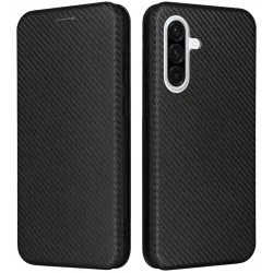 Phonesta Carbon Fiber Skin Book Wallet Klapphülle für Samsung Galaxy A56 - Schwarz