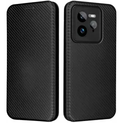 Phonesta Carbon Fiber Skin Book Wallet Klapphülle für Realme GT 7 Pro - Schwarz