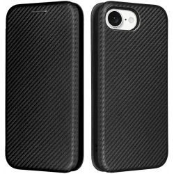 Phonesta Carbon Fiber Skin Book Wallet Klapphülle für Apple iPhone 17e/16e - Schwarz
