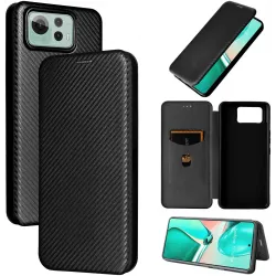 Phonesta Carbon Fiber Skin Book Wallet Klapphülle für Asus Zenfone 12 Ultra - Schwarz