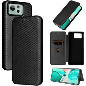 Phonesta Carbon Fiber Skin Book Wallet Klapphülle für Asus Zenfone 12 Ultra - Schwarz