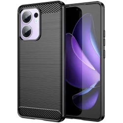 Phonesta Carbon Silikon Back Cover Hülle für Oppo Reno13 F 4G/5G / Reno13 FS 5G - Schwarz