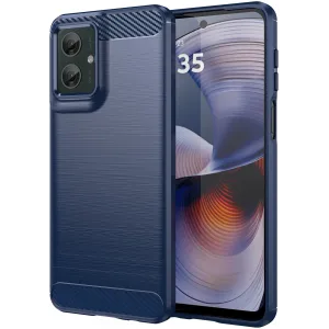 Phonesta Carbon Silikon Back Cover Hülle für Motorola Moto G55 - Blau