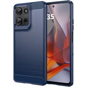 Phonesta Carbon Silikon Back Cover Hülle für Motorola Moto G75 - Blau