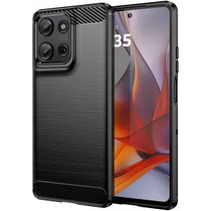 Phonesta Carbon Silikon Back Cover Hülle für Motorola Moto G75 - Schwarz
