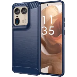 Phonesta Carbon Silikon Back Cover Hülle für Motorola Edge 50 Ultra - Blau